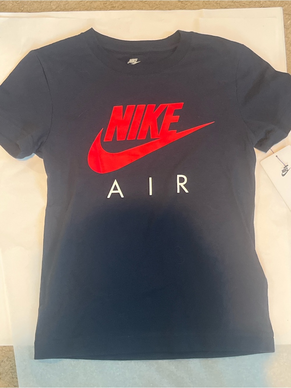 Nike Kids Navy Tee with Bright Red Logo